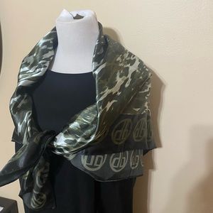 Dennis Basso LADIES Silk SCARF 37” BY 37” square,  green black gray